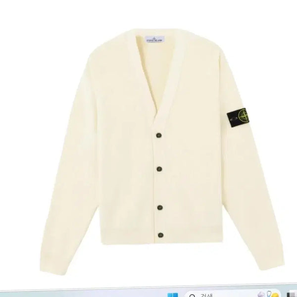[BUNJANG] Stone Island Organic Cotton V-Neck Cardigan Ivory / 26ss 스톤아일랜드 오가닉 코튼 브이넥 아이보리 가디건 미착용 새제품~~