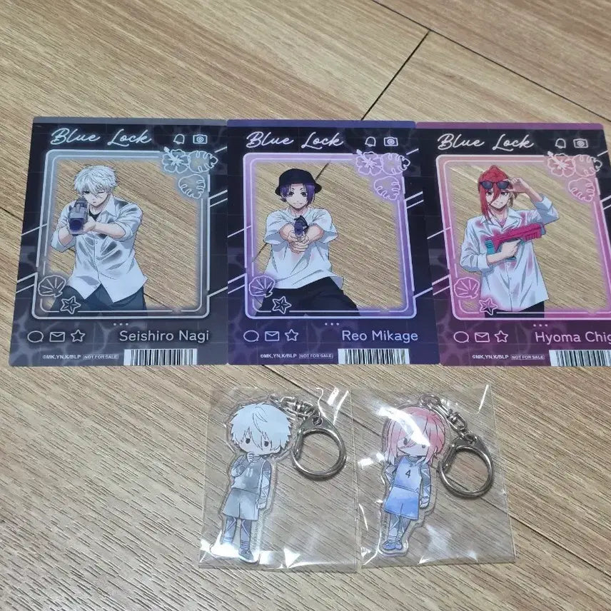 [BUNJANG] Blue Lock Nagi, Reo, Chigiri Acrylic Keychain & Transparent Photocard Bundle Set / [일괄] 블루록 나기, 레오, 치기리 키링/투명포카