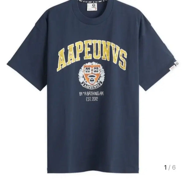 [BUNJANG] Aape by Bape University Logo Short Sleeve T-Shirt - Size L / 베이프 에이프 대학로고 프린팅 반팔 티셔츠 L 국내매장