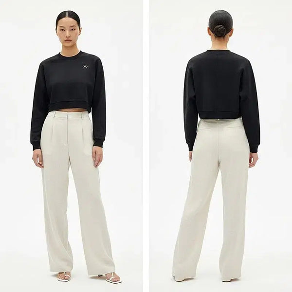 [BUNJANG] ALO Women's Cropped Sweatshirt / 알로 여성 크롭 맨투맨 [블랙, 크림, 네이비, 스카이블루,차콜]