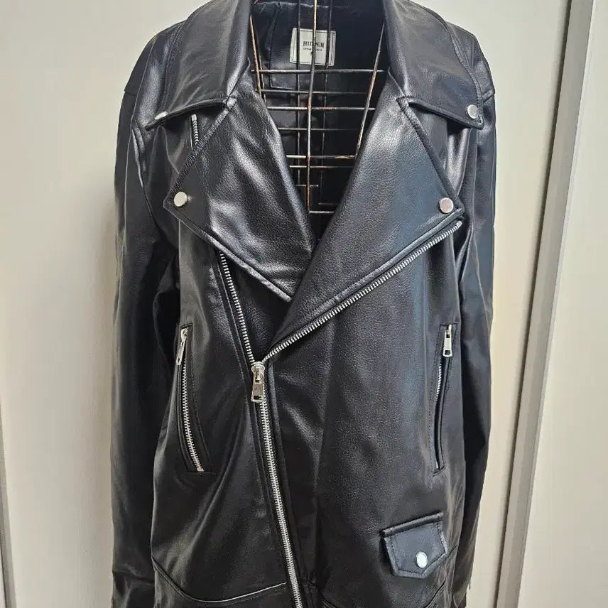 [BUNJANG] Hidden Rain Black Leather Rider Jacket / 히든레인 블랙 레더 라이더 자켓