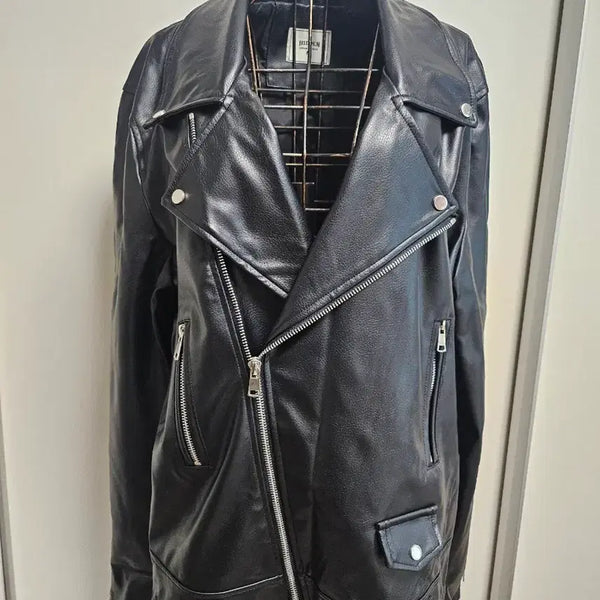 [BUNJANG] Hidden Rain Black Leather Rider Jacket / 히든레인 블랙 레더 라이더 자켓