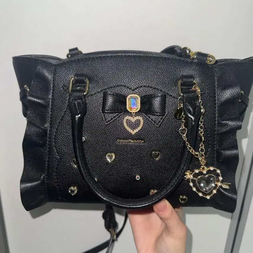 [BUNJANG] Samansa Vega Black Ribbon Bijoux Shoulder Bag / 사만사베가 블랙 리본 비쥬 숄더백