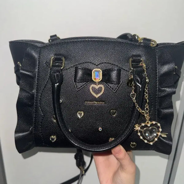 [BUNJANG] Samansa Vega Black Ribbon Bijoux Shoulder Bag / 사만사베가 블랙 리본 비쥬 숄더백