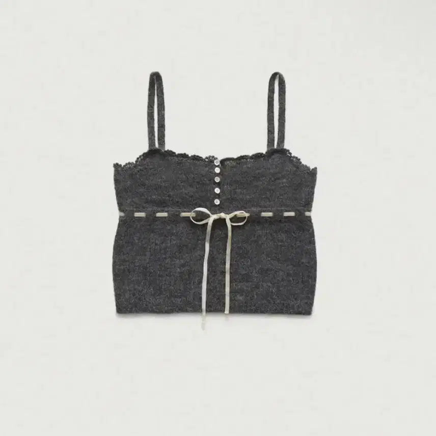[BUNJANG] TheBarnet Plery Lace Knit Sleeveless Top Charcoal / 더바넷 Plery Lace 니트 슬리브리스 탑 차콜