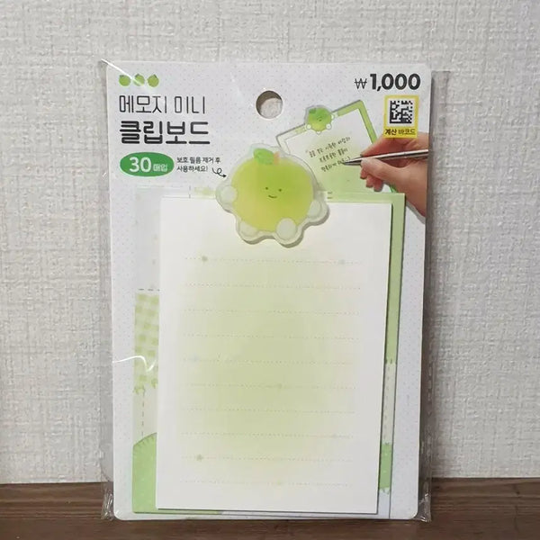 [BUNJANG] Daiso Fruit Series Mini Clipboard with Acrylic Clip - Green Apple / * (마지막 1개) 다이소 프룻 떡메모지 미니 클립보드 청사과 아크릴집게
