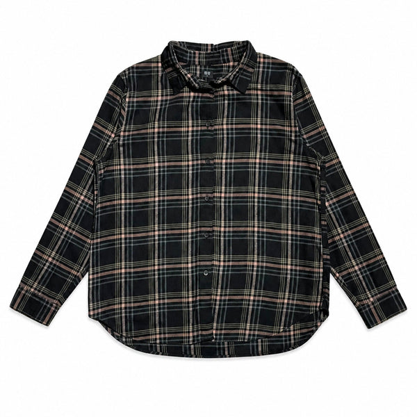 [BUNJANG] Uniqlo Navy Plaid Flannel Shirt (M) / JPN 일본 빈티지 y2k 모리걸 유니클로 네이비 플란넬 체크 셔츠 M