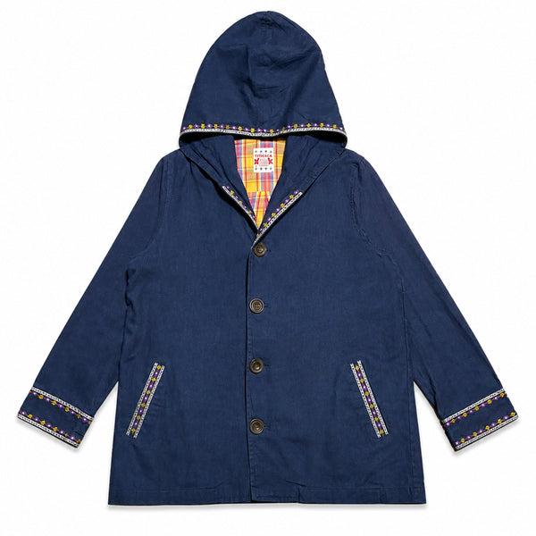 [BUNJANG] Titicaca Japanese Vintage Y2K Mori Girl Hippie Embroidered Hooded Jacket / JPN 일본 빈티지 Y2K 모리걸 히피 체크안감 에스닉 자수 후드 자켓