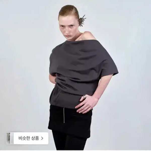 [BUNJANG] Nache One Shoulder Tee Charcoal / nache 나체 원숄더티 차콜