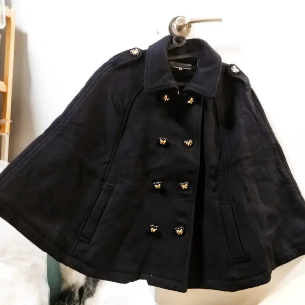 [BUNJANG] Vintage Cape Coat Zipper Hooded Cape / 빈티지 케이프 코트 망토집업 핀터깔 공겜여주
