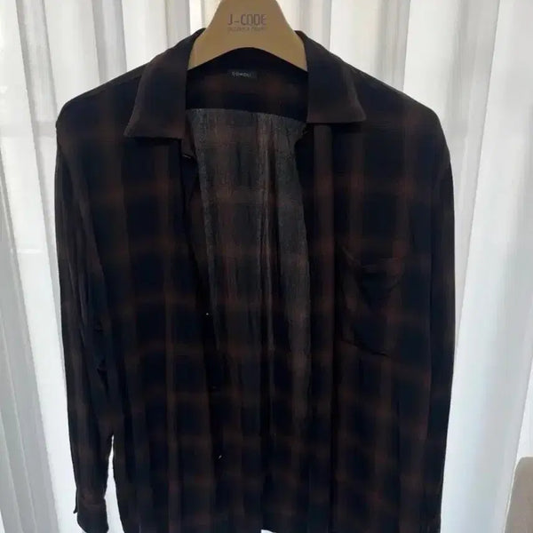 [BUNJANG] Comoli Rayon Open Collar Check Shirt / 1) 코모리 레이온 오픈카라 체크셔츠