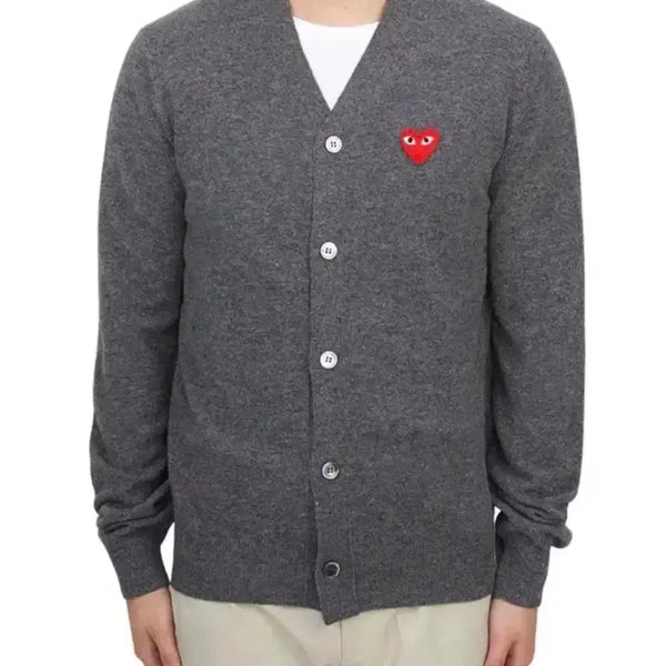 [BUNJANG] Comme des Garçons V-Neck Cardigan Wool Red Emblem Unisex / [정품/새상품]꼼데가르송 브이넥  가디건/남여공용