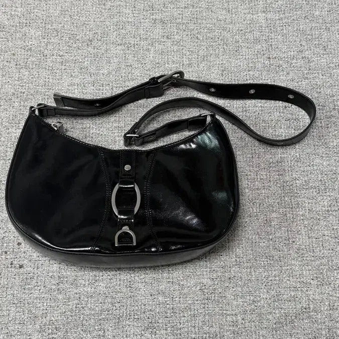 [BUNJANG] Leatherry Black Hobo Bag / 레더리 블랙 호보백
