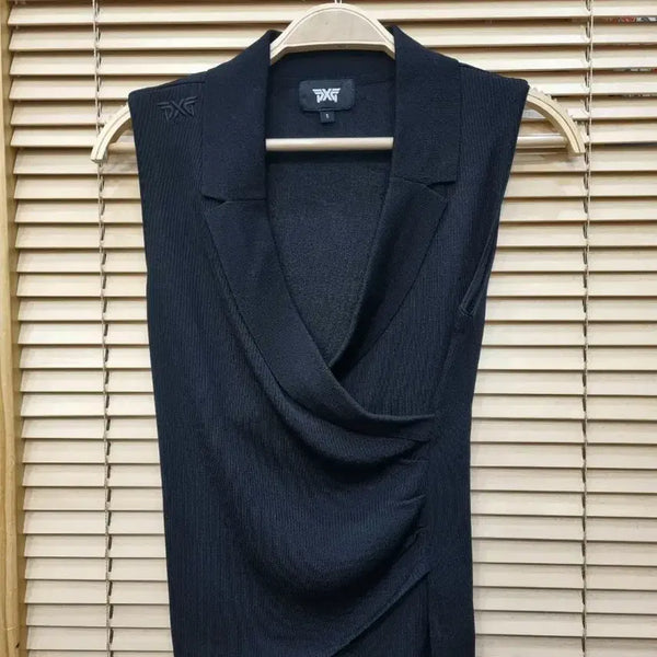[BUNJANG] PXG Black Wrap Style Knit Vest / PXG 블랙 랩 스타일 니트 베스트