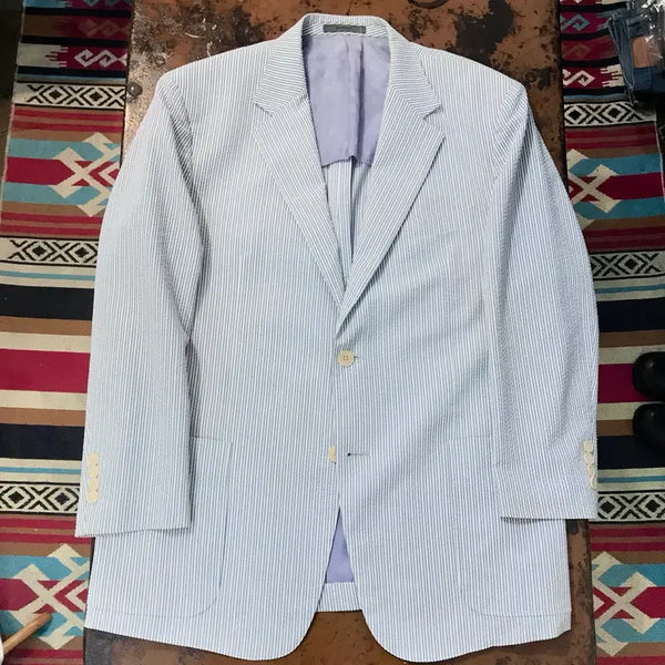 [BUNJANG] Givenchy Seersucker Stripe Two-Button Blazer Jacket (Men's 105) / 지방시 블루 스트라이프 시어서커 투버튼 블레이저 자켓 남성 105