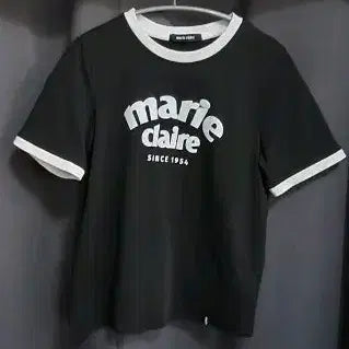 [BUNJANG] Marie Claire Black Short Sleeve T-Shirt / 마리끌레르 블랙 반팔 티셔츠
