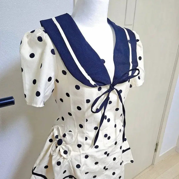 [BUNJANG] Dot Sailor Blouse / 도트 세일러 블라우스