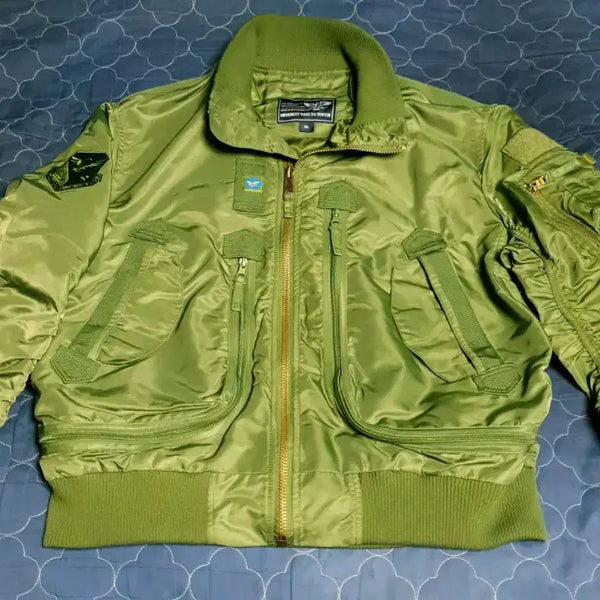 [BUNJANG] Vintage Military Tactical Pilot Crop MA-1 Flight Jumper Khaki / (빈티지) 밀리터리 택티컬 파일럿 크롭 MA-1 항공점퍼 카키 (XL)