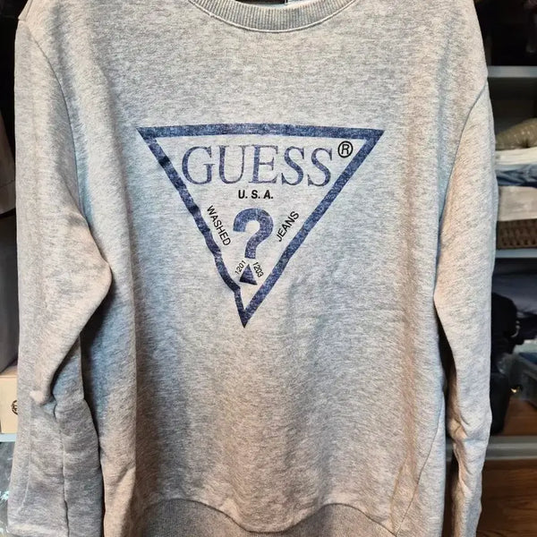 [BUNJANG] Guess Triangle Logo Sweatshirt Grey / 게스 삼각 로고 맨투맨 티셔츠 회색