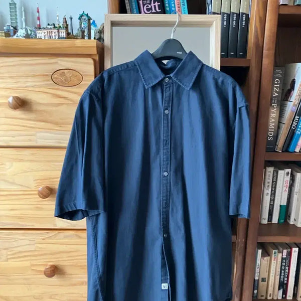 [BUNJANG] Label Archive Navy Short Sleeve Shirt Size 2 / 라벨아카이브 네이비 셔츠 2 사이즈 팝니다