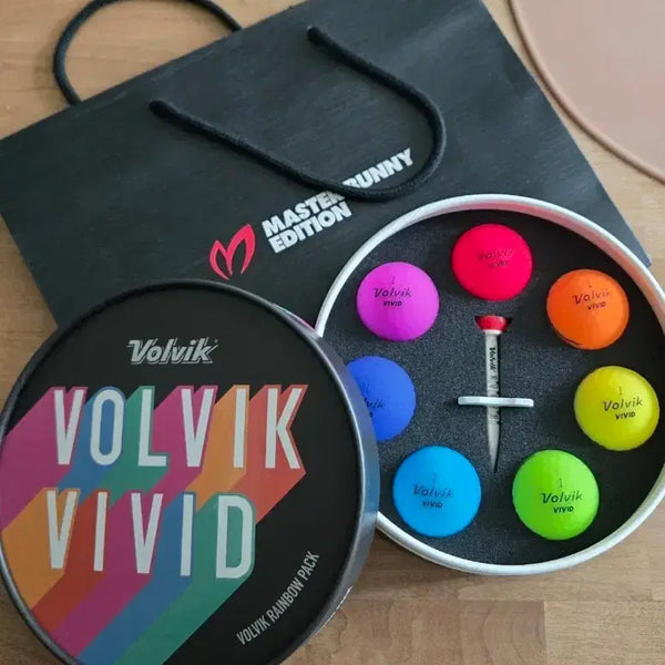 [BUNJANG] Volvik Vivid Rainbow 7-Ball Golf Set with Tee Holder / 볼빅 VIVID 레인보우 7구,티꽂이 선물세트