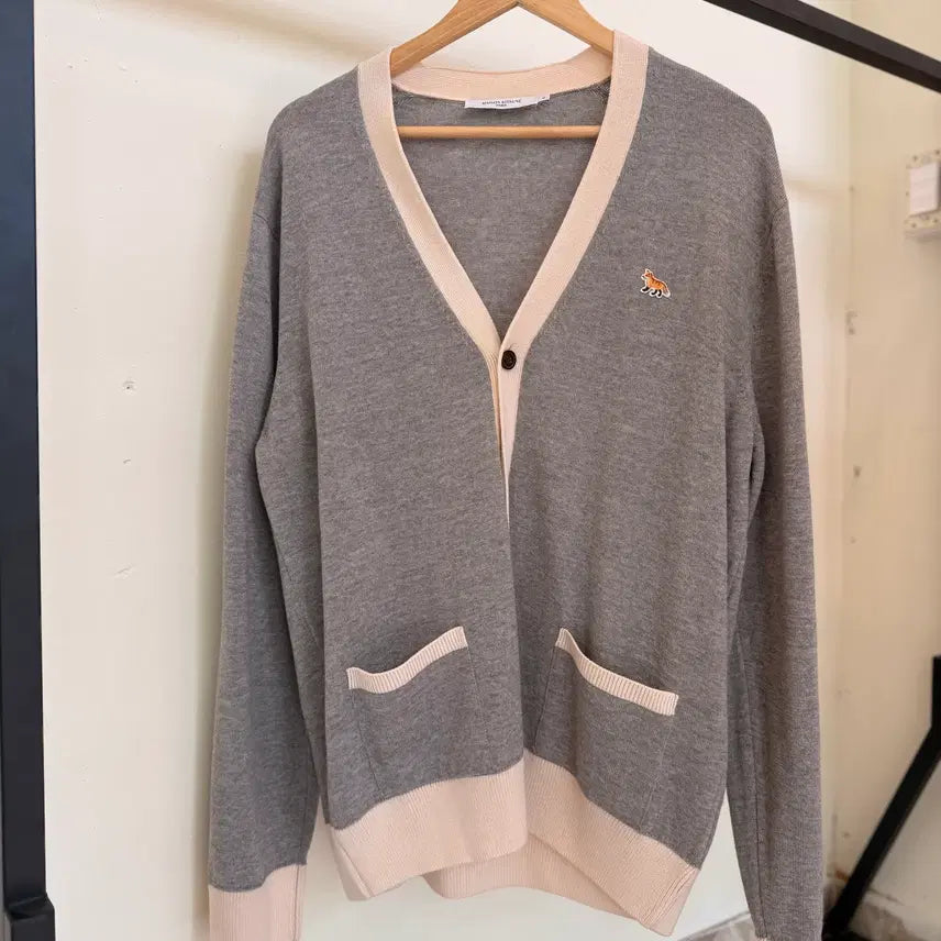 [BUNJANG] Maison Kitsune Baby Fox Patch Bicolor Cardigan XL / 메종키츠네(Maison Kitsune) 베이비 폭스 패치 바이컬러 가디건