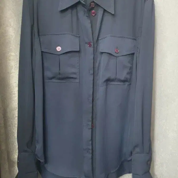 [BUNJANG] Lucky Chouette Navy Blue Silk Blend Blouse Size 36 / 럭키슈에뜨 네이비 블루 실크 블라우스36