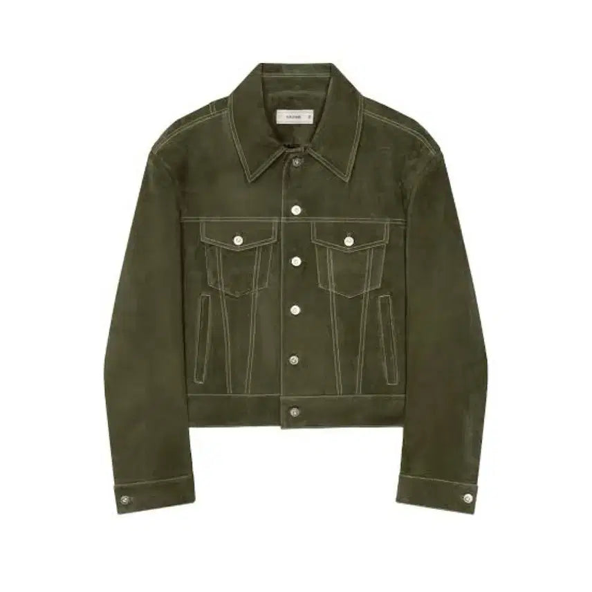 [BUNJANG] Waveness Steel Crop Suede Trucker Jacket Green / 웨이비니스 / 스틸 크롭 스웨이드 트러커 자켓 (그린) / 2 size