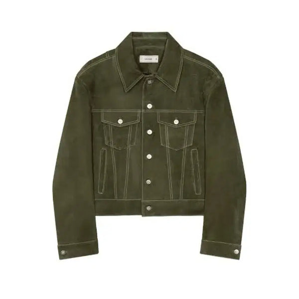 [BUNJANG] Waveness Steel Crop Suede Trucker Jacket Green / 웨이비니스 / 스틸 크롭 스웨이드 트러커 자켓 (그린) / 2 size