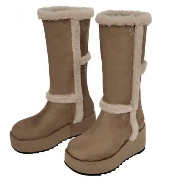 [BUNJANG] LULU SEOUL Love Cross Fur Boots / 루루서울 러브 크로스 퍼 부츠 (Love Cross Fur Boot)