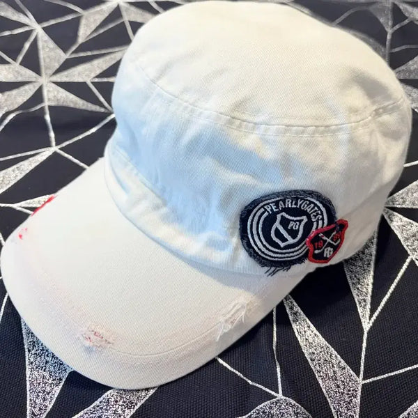 [BUNJANG] Pearly Gates White Damaged Cap Hat / 파리게이츠 화이트 데미지 캡 모자