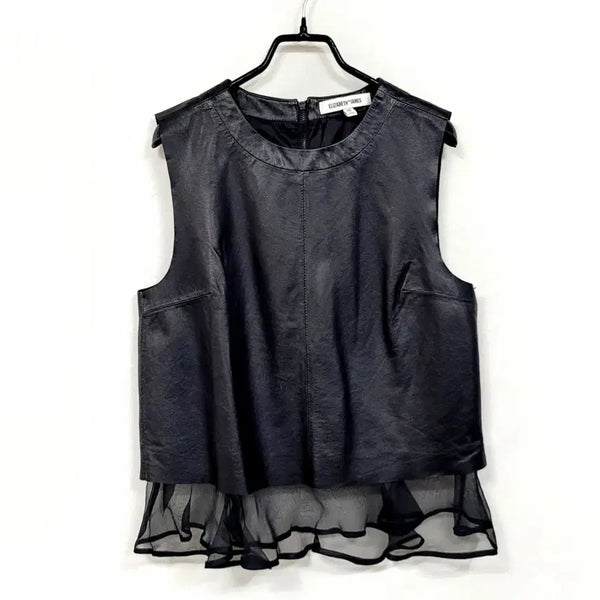 [BUNJANG] Elizabeth and James Silk Ruffle Layered Lambskin Blouse / 엘리자베스 앤 제임스 오간자 실크 러플 레이어드 램스킨  K738