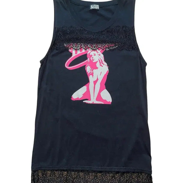 [BUNJANG] Hysteric Glamour Lace Trimmed His Gurl Graphic Sleeveless Tank Top / 히스테릭 글래머 레이스 트리밍 히스걸 슬리브리스 나시 탑