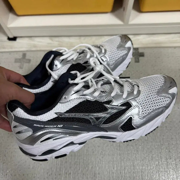 [BUNJANG] Mizuno Wave Rider 10 Running Shoes (Black/White) / 미즈노웨이브라이더10(검흰)270