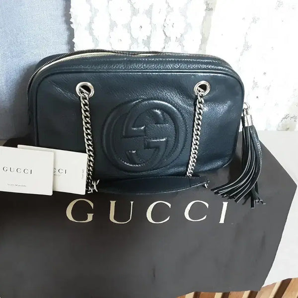 [BUNJANG] Gucci Soho Black Leather Chain Bag / 구찌 소호 블랙 가죽 체인백