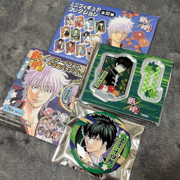 [BUNJANG] Gintama Hijikata Toshiro Jump Shop Acrylic Stand & Can Badge Bundle / 은혼 중국 점프샵 히지카타 아크릴스탠드 캔뱃지 일괄