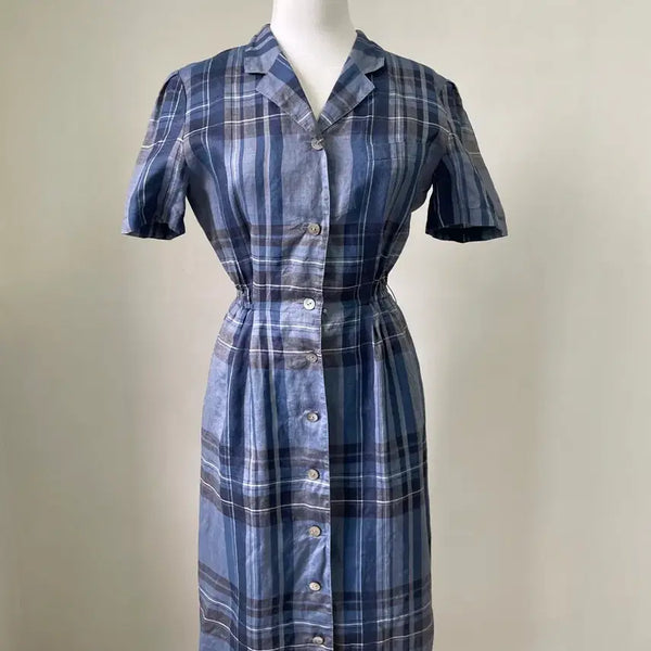 [BUNJANG] Burberry Check Linen Dress / Burberry 버버리 체크 리넨 원피스  J04340
