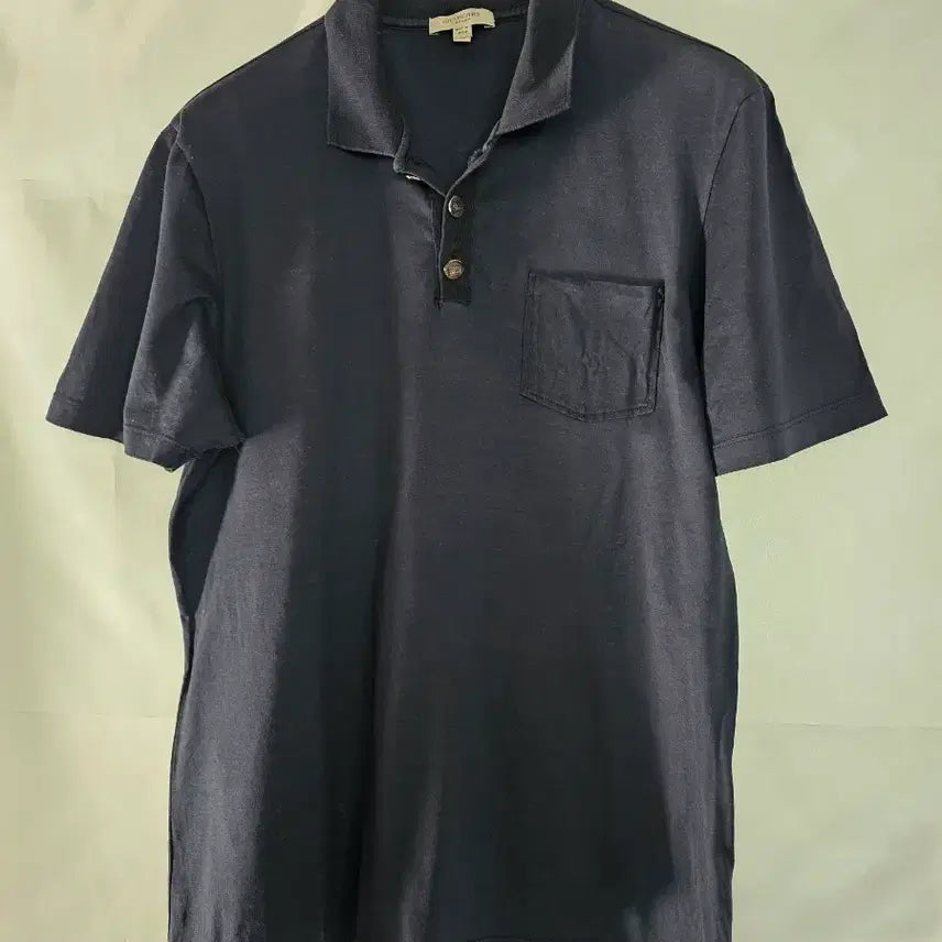 [BUNJANG] Burberry Navy Gold Button Pocket Short Sleeve T-Shirt XL / 버버리 네이비 반팔 금장 포켓 티셔츠