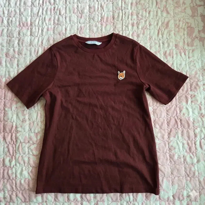 [BUNJANG] Jean-Michel Basquiat Patch Short Sleeve T-Shirt Burgundy / 장미셸 바스키아 반팔 티셔츠 버건디 95 남녀공용