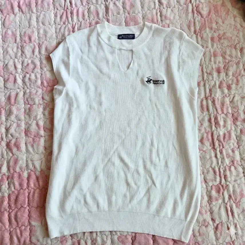 [BUNJANG] Beverly Hills Polo Club Sleeveless Knit White F / 비버리힐스 폴로클럽 슬리브리스 니트 화이트 F 여자추천