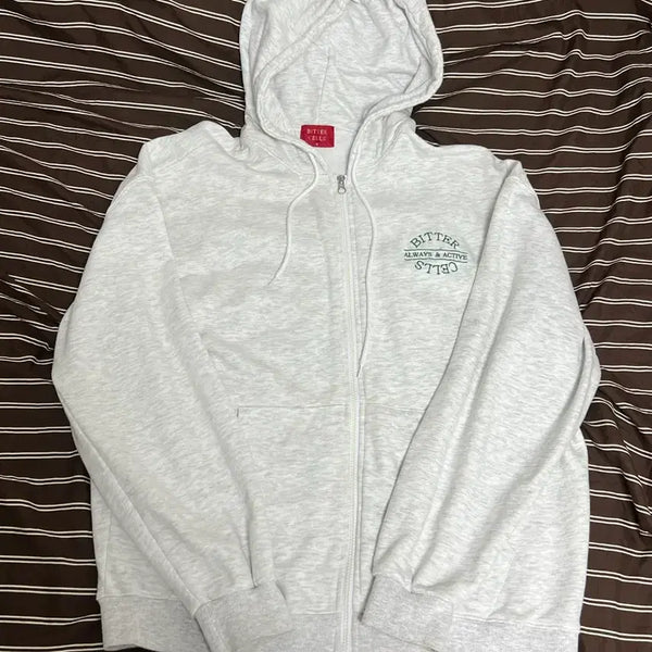 [BUNJANG] Bitter Cells Logo Zip-Up Hoodie Light Gray Size 3 / 비터셀즈 후드집업 라이트 그레이 3
