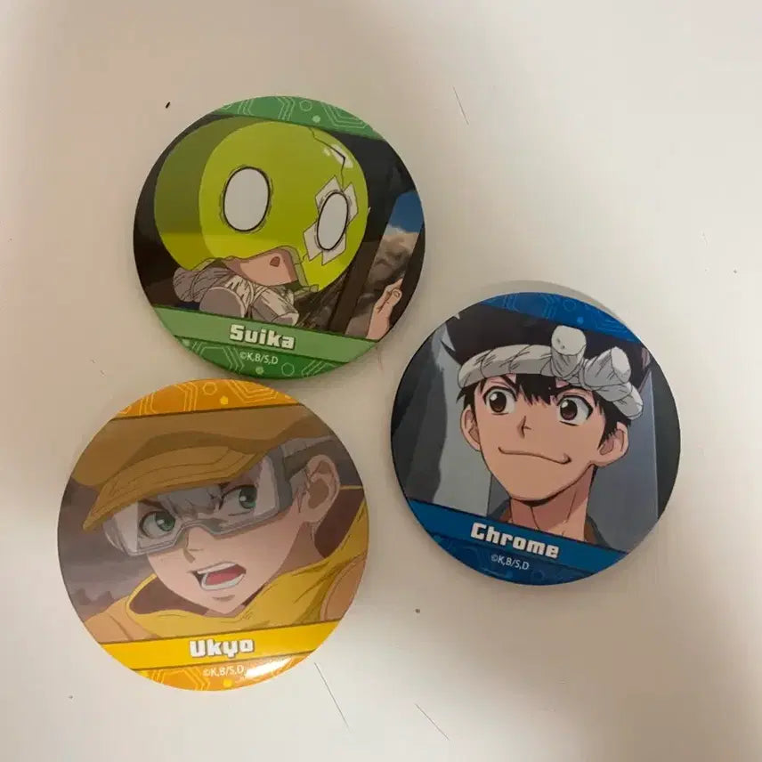 [BUNJANG] Dr. Stone Chrome, Suika, Ukyo Badge Bundle Set / 닥터스톤 크롬/스이카/우쿄 뱃지 일괄 세트