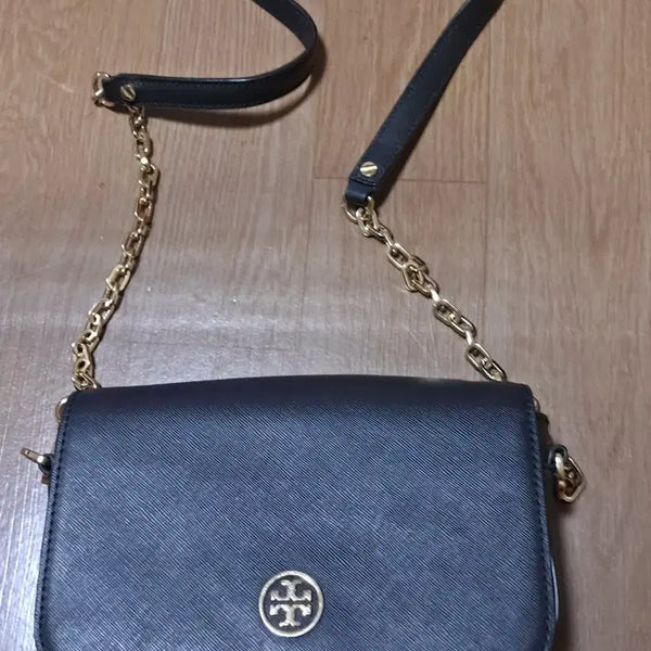[BUNJANG] Tory Burch Black Leather Gold Chain Crossbody Bag / 토리버치 블랙 레더 금장 체인 크로스백