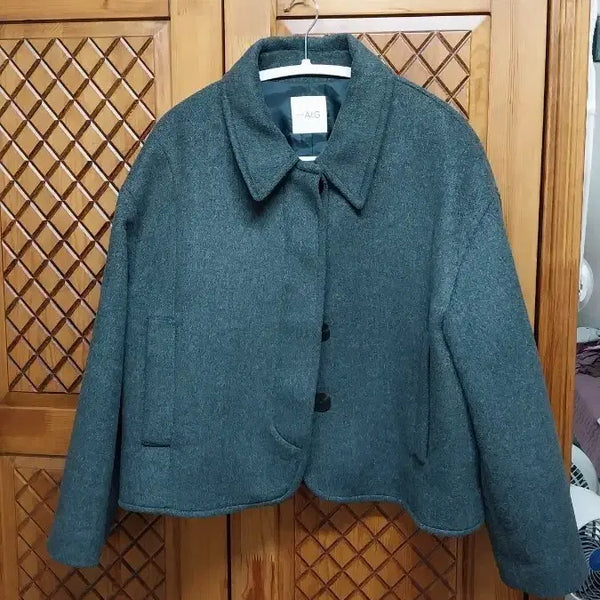 [BUNJANG] The Edge Wool Crop Jacket Green / 더엣지 울 크롭 여성 자켓.77