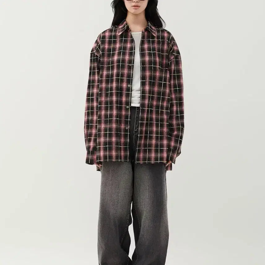 [BUNJANG] MIM THE WARDROBE Vintage Washed Check Shirt Pink Size 1 Unisex / 밈더워드로브 빈티지 워시드 체크 셔츠 핑크 1사이즈 남여공용
