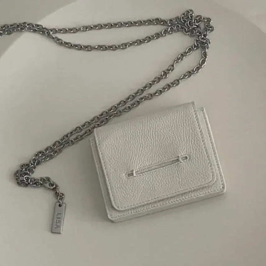 [BUNJANG] RISA Ivory Mini Chain Card Holder / 리자 아이보리 미니 체인 카드지갑