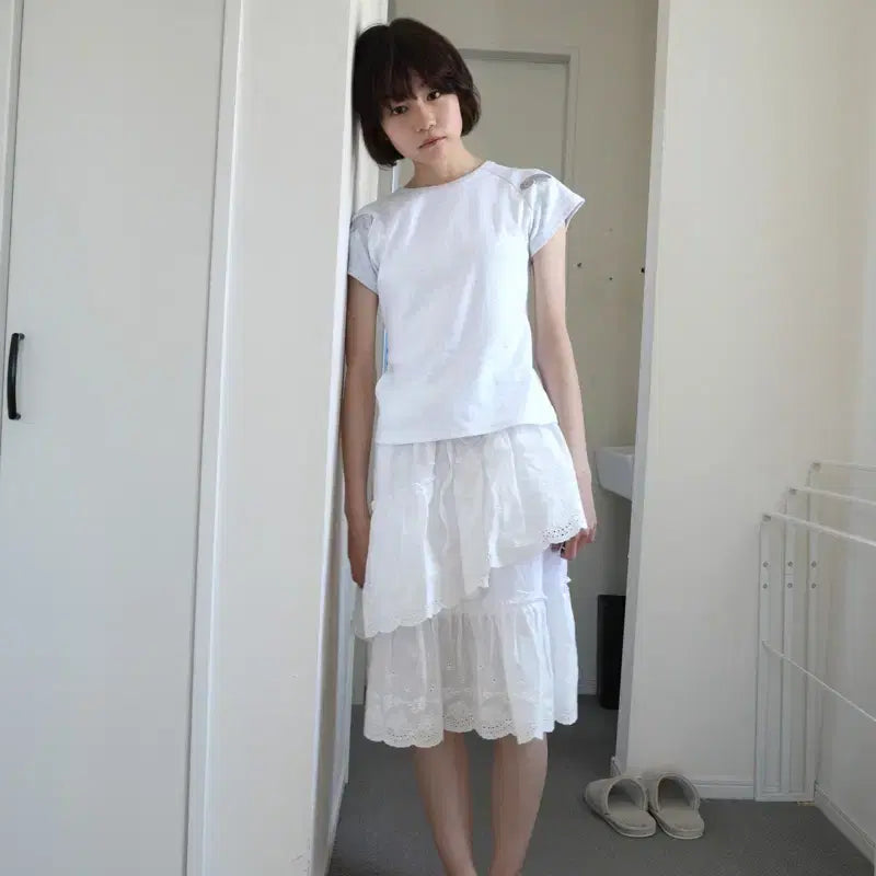 [BUNJANG] Innyang In Harmony Frill Skirt White / 인앤양인하모니 프릴스커트 화이트