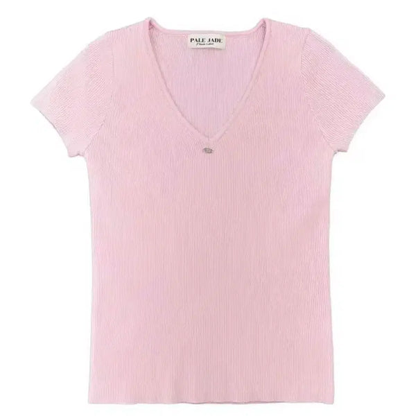 [BUNJANG] Faye Jade Jennie Knit Tee Pink / 실사) 페일제이드 제니 니트 티 핑크
