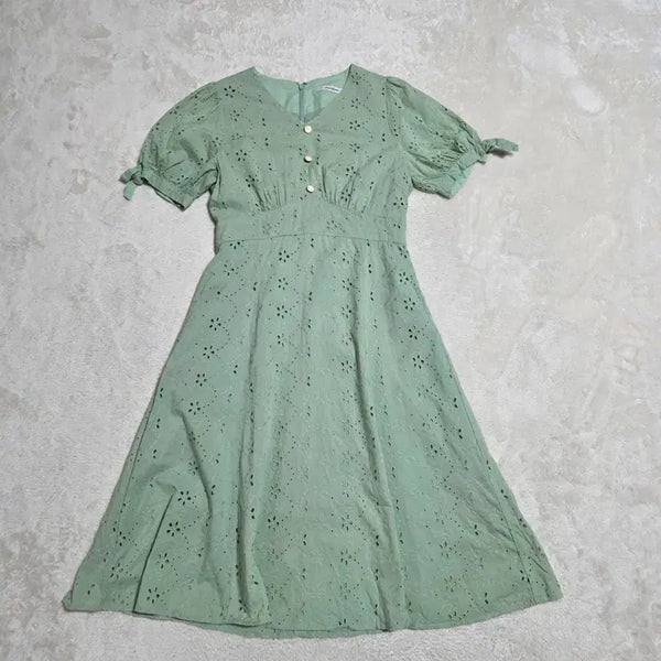 [BUNJANG] Roem Eyelet Punch Short Sleeve Dress / (66)여성 로엠 아일렛 펀칭 반팔 원피스