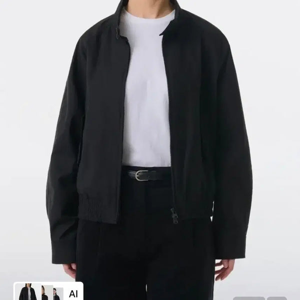 [BUNJANG] Unstandard Women's Cotton Harrington Jacket (Black, M) / 무탠다드 우먼즈 코튼 해링턴 재킷 (블랙, M)